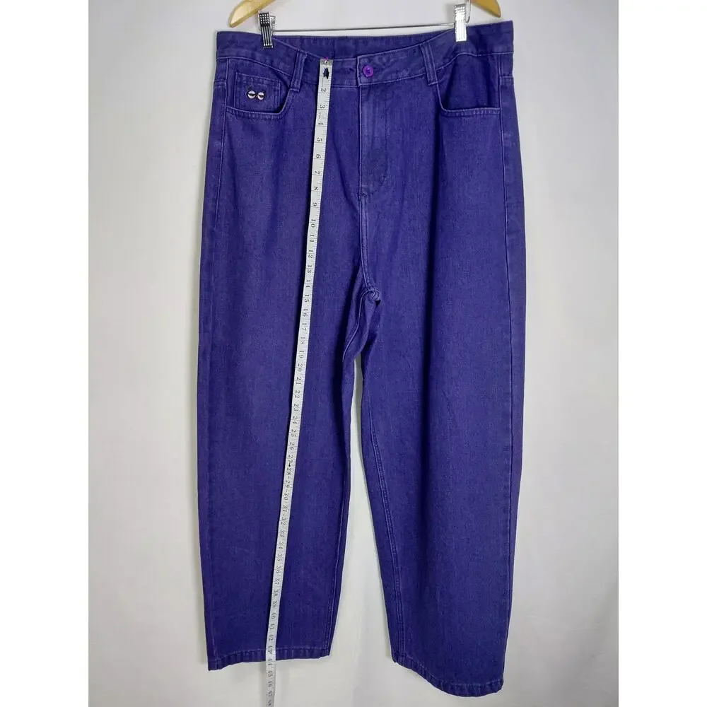 M/sf/t Mad Minds Purple Pocket Embroidered Straight Leg Jeans Men Size 36